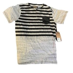 Hudson & Barrow Grey/ Black Casual Button Down Neck Tee